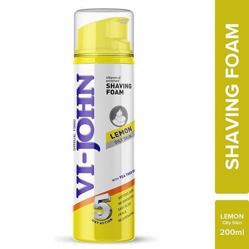 VI-John Lemon Vitamin E Enriched 5 Way Action Oliy Skin Shaving Foam for Men with Tea Tree Oil 200ml