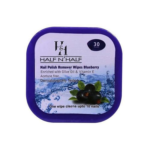 Half N Half Nail Polish Remover Wipes, Blueberry Enriched with Olive Oil & Vitamin E 30 Pcs 1's