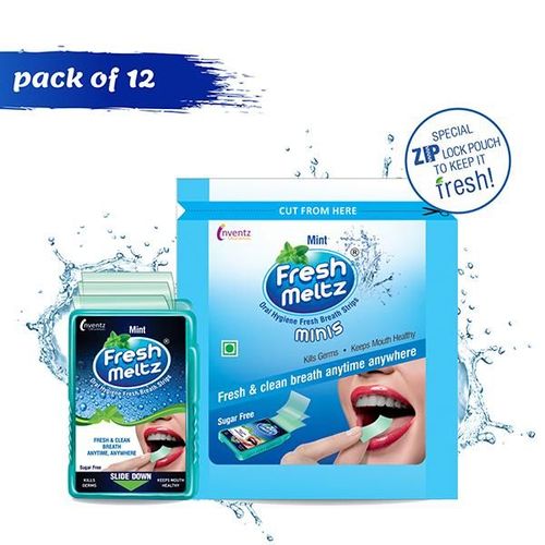 Inventz Fresh Meltz Sugar Free Oral Hygiene Fresh Breath Mini Strip - (Pack of 12 x 10's)