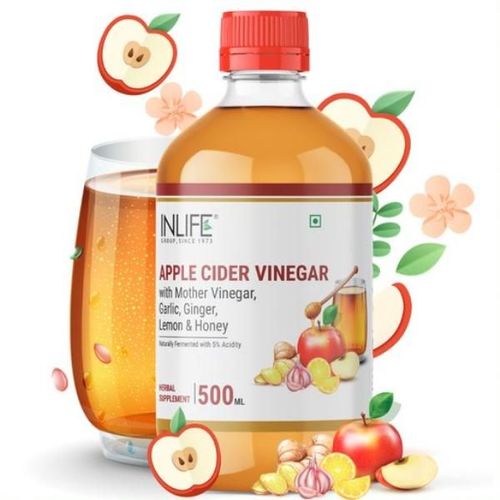 INLIFE Apple Cider Vinegar with Garlic Ginger Lemon Honey & Mother of Vinegar 500 ml