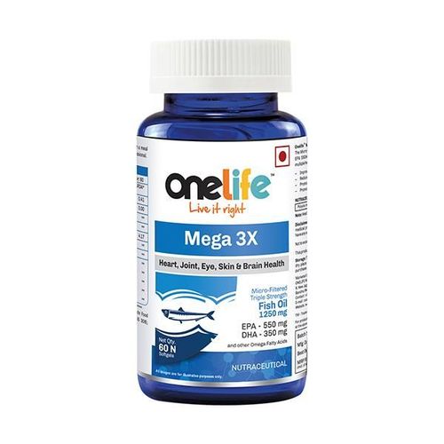 Onelife Mega 3X 1250 mg Fish Oil Softgel 60's