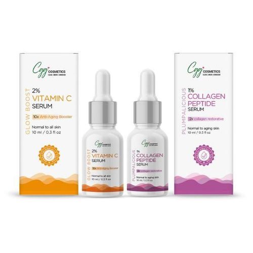 CGG Cosmetics 2% Vitamin C Glow Boost Face Serum 10 ml + 1% Collagen Peptide Plumpalicious Face Serum 10 ml 1's