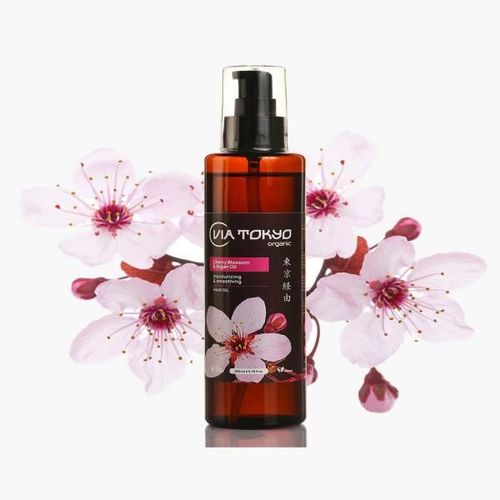 VIA TOKYO ORGANIC Cherry Blossom & Argan Hair Oil, Moisturises & Smoothes, No Sulphates, No Paraben 200 ml