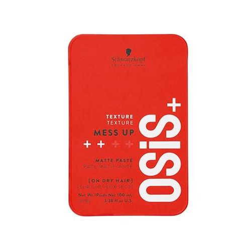 Schwarzkopf Professional OSiS+ Mess Up Hair Styling Matte Paste,Easy to Mould,Easy to apply and Wash, Vegan, Medium Hold, Dry and Non-Greasy, Matte finish, Pomade 100 ml