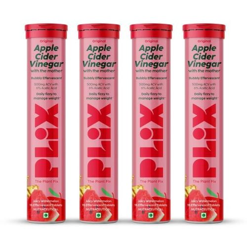 Plix Original Apple Cider Vinegar Effervescent Tablet - Juicy Watermelon (Pack of 4 x 15's) 1's