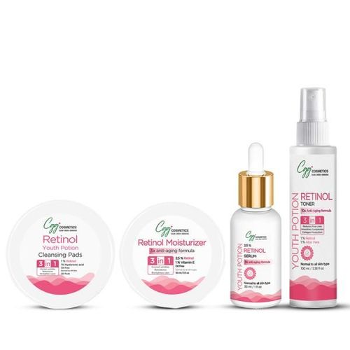 CGG Cosmetics Cleansing Pads 50's + Retinol Moisturizer 50 ml + Retinol Face Serum 30 ml + Retinol Toner 100 ml - Youth Potion