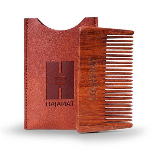 Hajamat Pocket Sized Sheesham Wood Beard Comb with Faux Leather Carry Pouch 1's