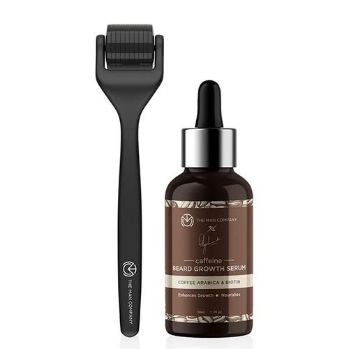 The Man Company Beard Booster Duo - Derma Roller + Caffeine Beard Growth Serum 300 gm