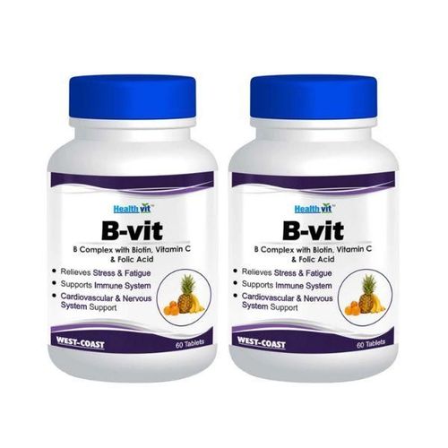 Healthvit Nutrition Natural B-Vit Vitamin B complex with Biotin, Vitamin C and Folic Acid - Tablets 2's