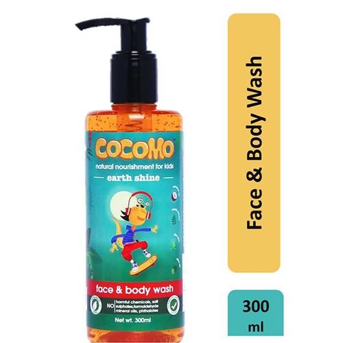 Cocomo Natural Kids Face and Body Wash Citrus Fragrance Hydrates and Nourishes Skin Earth Shine 300 ml